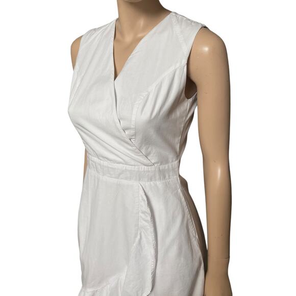 Claudio Milano 100% Linen Size S Mini Dress Sleeveless Cross Top Ruffles Skirt - Picture 5 of 10